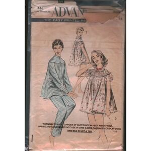 Vintage Advance 7818 Sewing Pattern Misses Pajamas Shortie Set Size 14 Bust 32